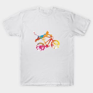 cat on a multicolored bike acrobat T-Shirt